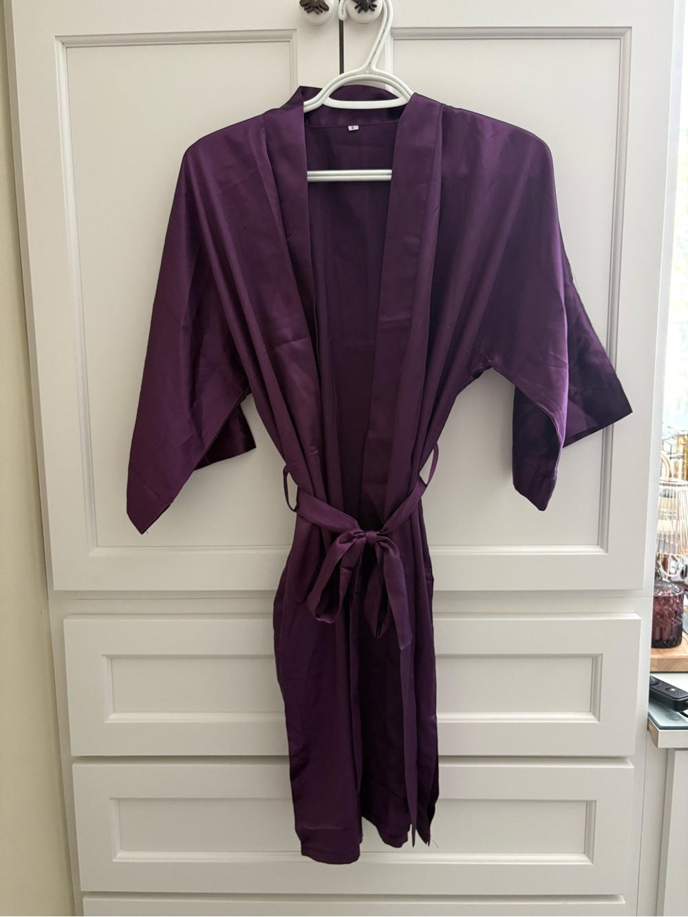 Plum Satin Kimono Robe - Elegant Deep Purple